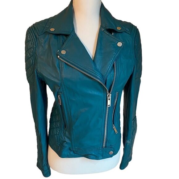 Samantha Sipos New York Leather Quilted Bomber Jacket Size Medium - Picture 5 of 9